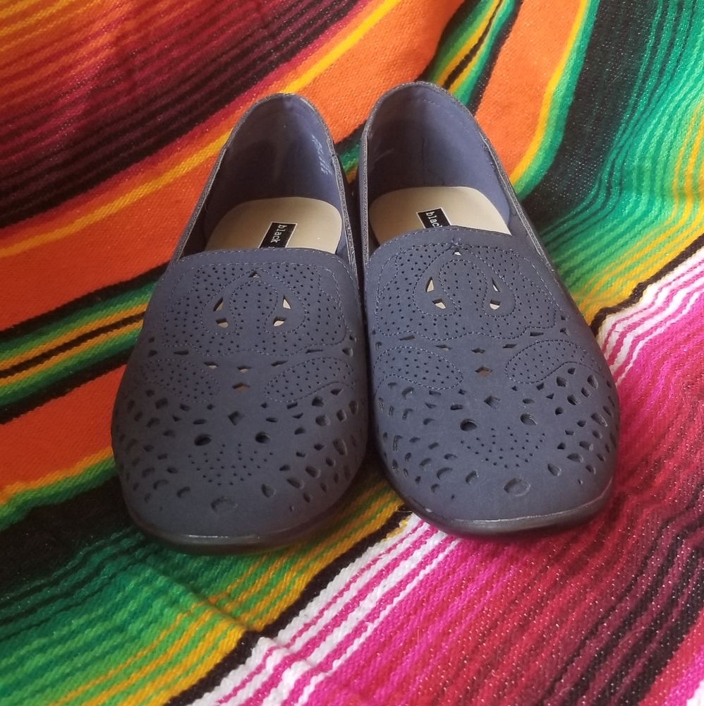 Black Rivet Ballet Flat style shoe